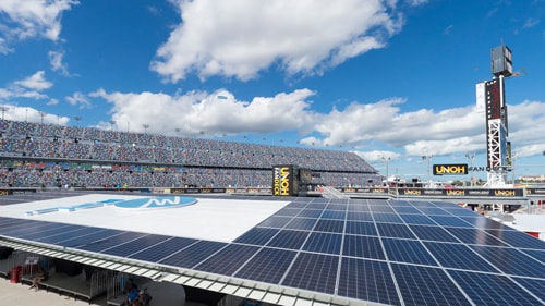 Aerial view of FPL solar circuit at Daytona International Speedway 